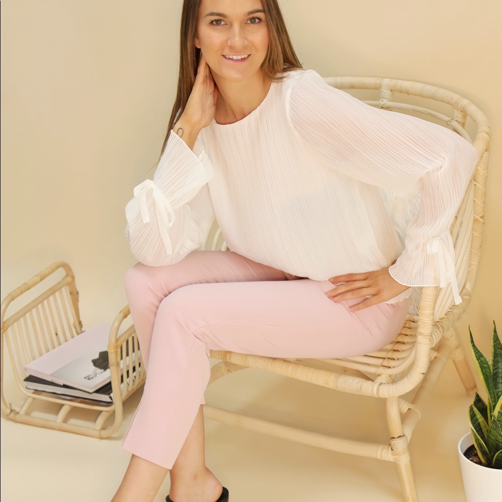 ava white pleated blouse